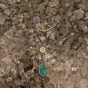 Silver Necklace with Marbled Peacock Stone